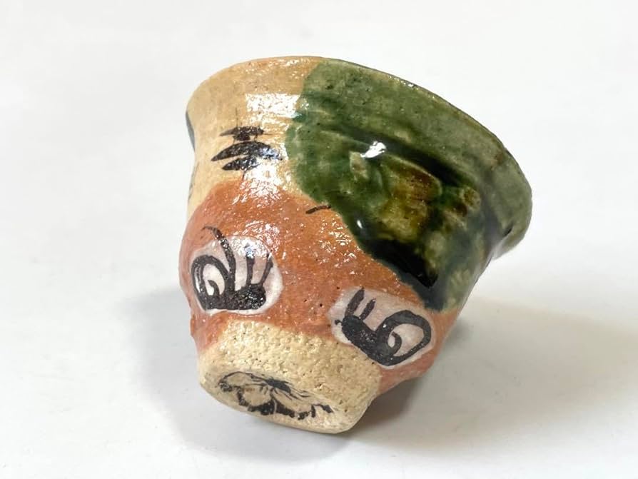 Amazon.co.jp: 陶芸家 作家物 澤克典 織部 ぐい呑 酒器 酒盃 弥七田