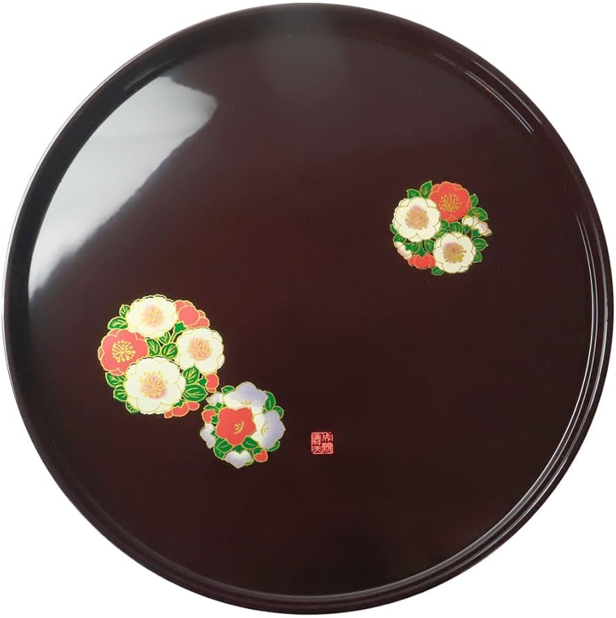 Amazon｜丸盆 お盆 花丸春秋 成願義夫 紀州漆器 菓子盆 トレー トレイ