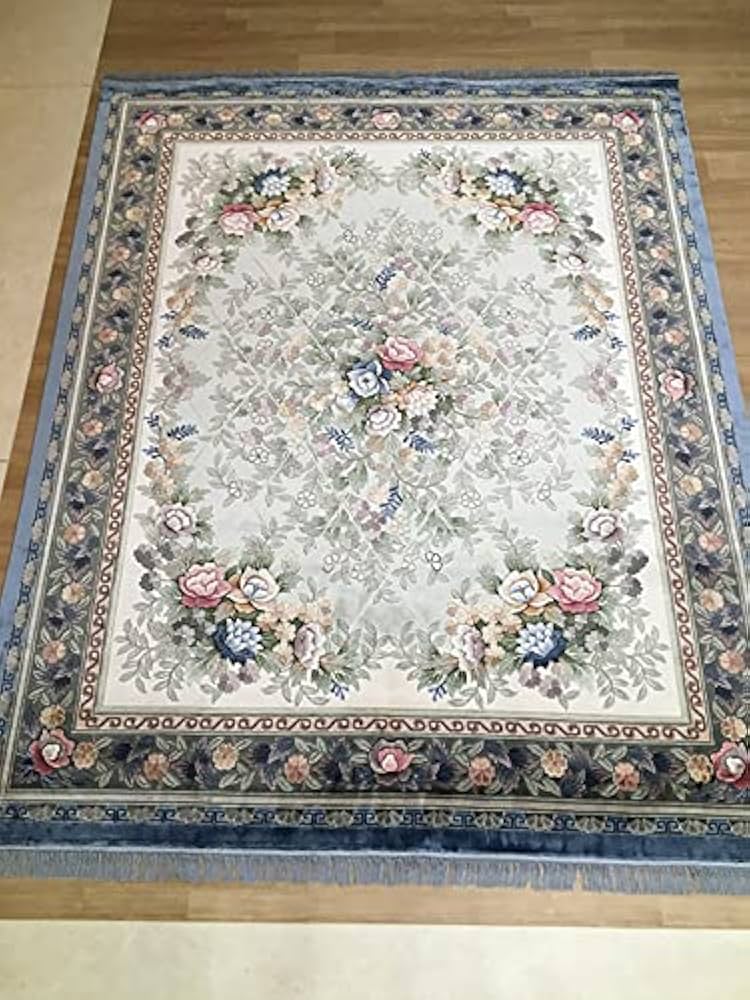 Amazon | 【中国段通 シルク 約3畳用 花に囲まれて】絨毯(じゅうたん