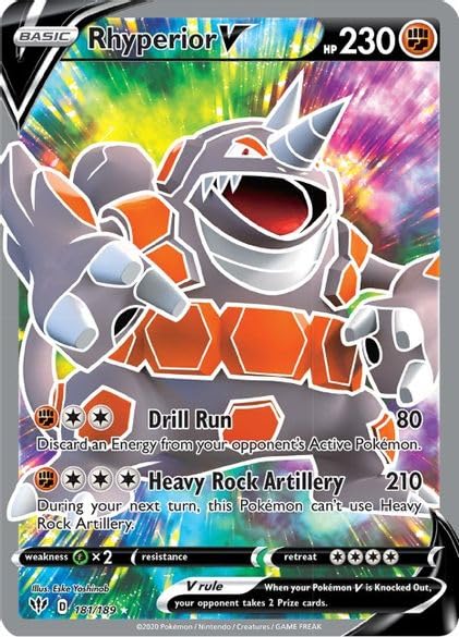 Amazon.com: Pokemon –Rhyperior V 181/189 – Darkness Ablaze – Full