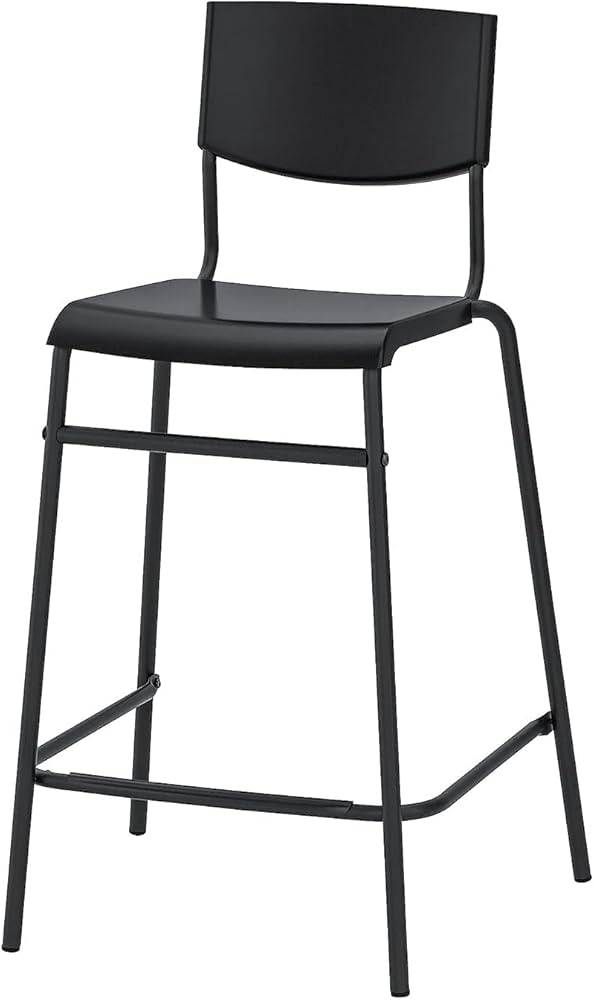 Amazon.com: Ikea STIG Bar Stool with backrest, Black/Black 74 cm