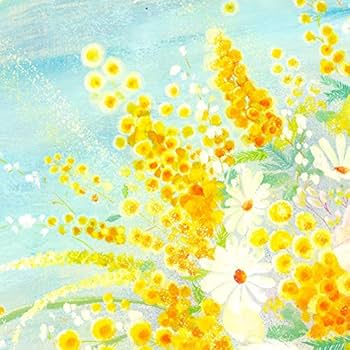 Amazon｜絵画 ミモザ インテリア 黄色い花 「春告ぐミモザの花束