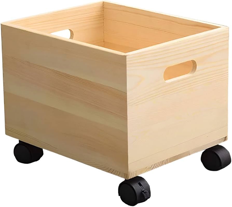 Amazon｜SUGGEST 木製 収納ボックス キャスター付き 32×25×26cm 多機能