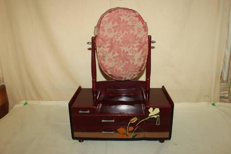 Amazon.co.jp: 昭和レトロ卓上ミニドレッサー一面鏡引出付鏡台