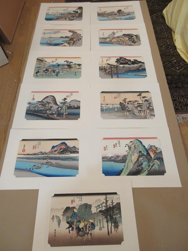 Amazon.co.jp: 「広重 東海道五十三次 手摺木版画 計52枚 保永堂版