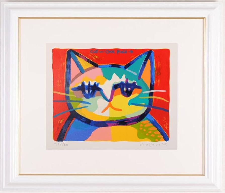 Amazon.co.jp: マイケル・ルー おすまし・レッド 猫 絵画 ポップアート