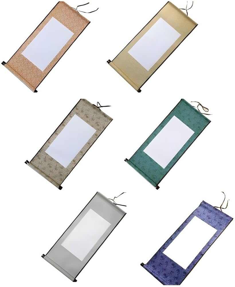 Amazon | TK.Felly 掛け軸 無地 6色セット 白紙の掛け軸 書道 日本画