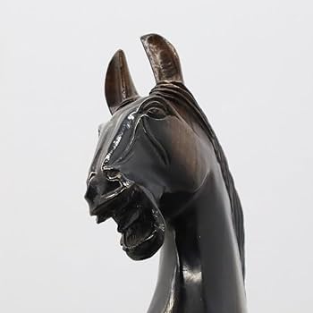 Amazon.co.jp: 高さ45㎝｜天然木跳ね馬の置物木製｜｜縞黒檀無垢材製