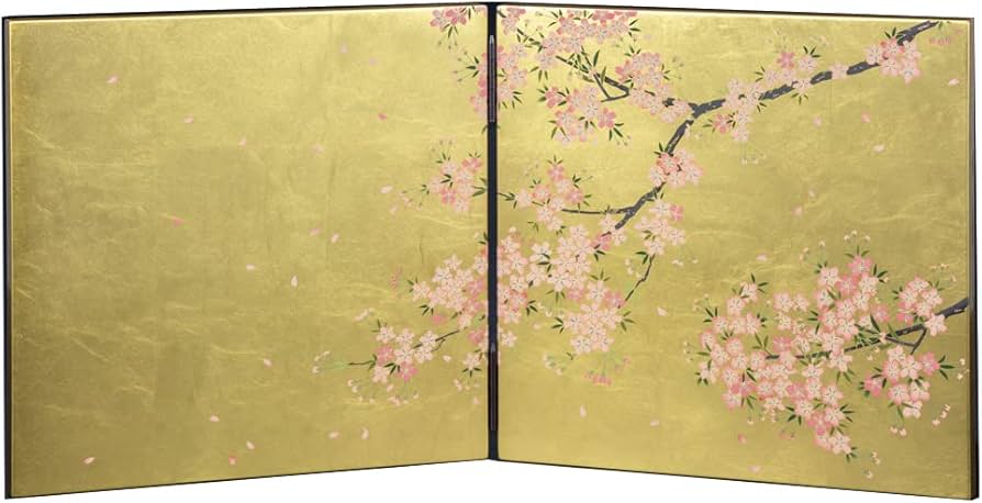 Amazon.co.jp: 金箔 蒔絵屏風 桜 : ホビー