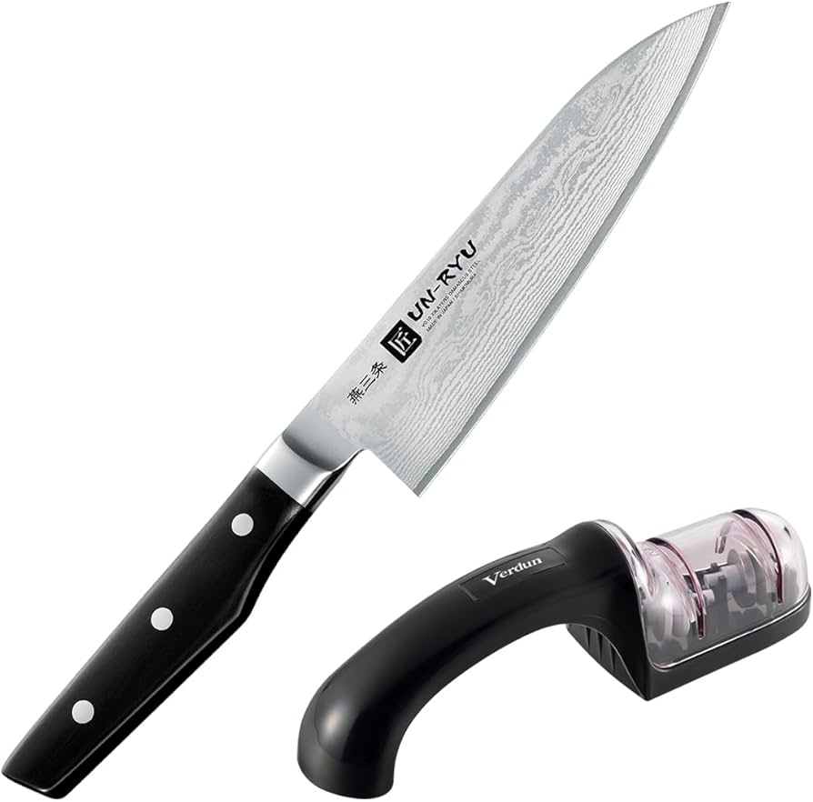 Amazon｜下村工業 日本製 ダマスカス 包丁 雲竜 三徳 170mm 黒柄 VG-10