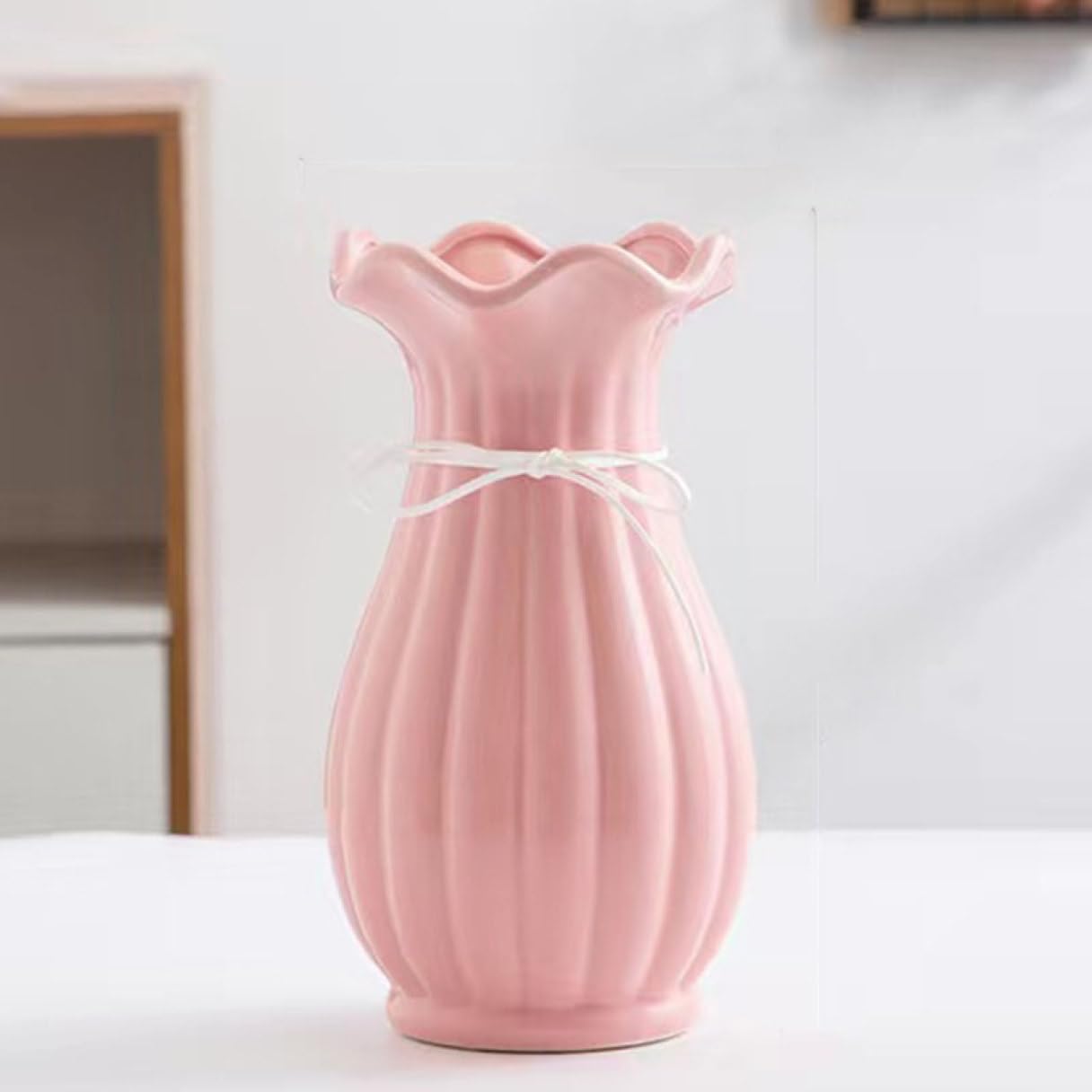 Amazon.co.jp: YJFFQ フラワーベース セラミック花瓶 25cm ピンク 陶器