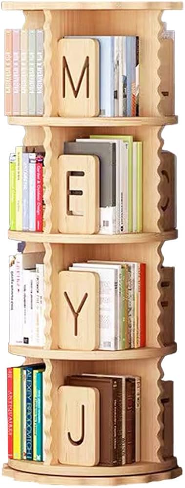 Amazon.co.jp: FIRSTCHOICE 回転式本棚 4段 直径50.5cm×高さ128cm 木製