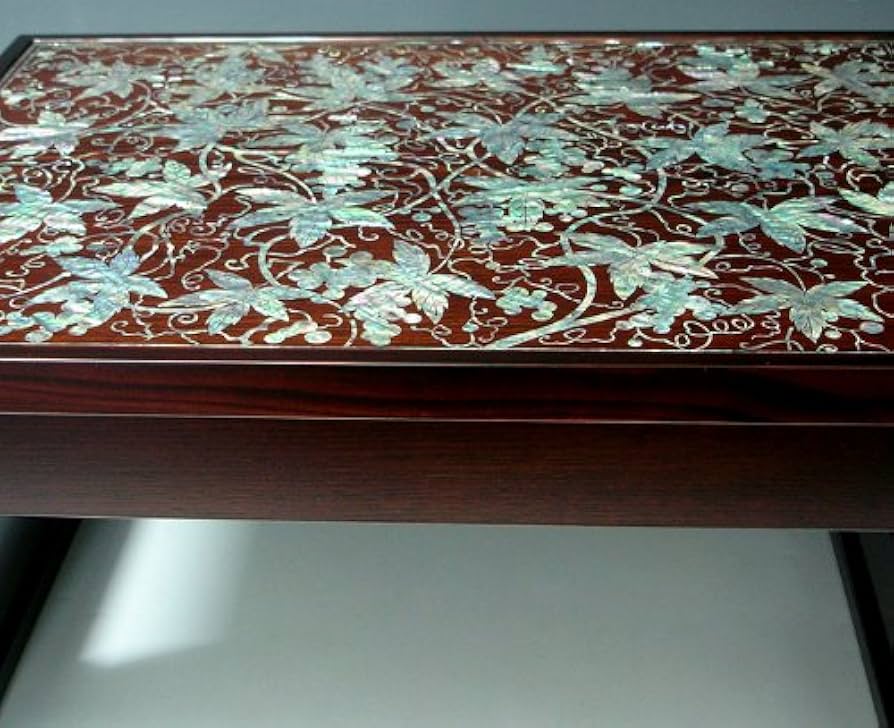 Amazon.co.jp: 螺鈿細工 ブドウ柄 木製 スクエア オシャレなロー