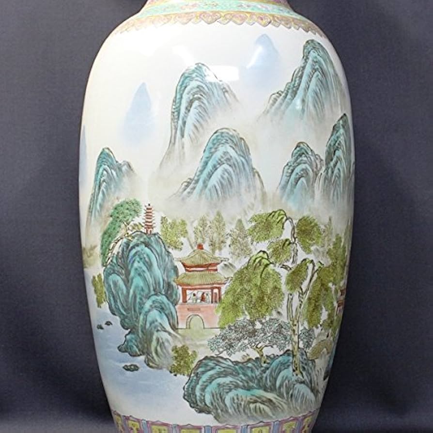 Amazon.co.jp: 景徳鎮 特大花瓶「四神相応吉祥山水」[中国/高級/工芸