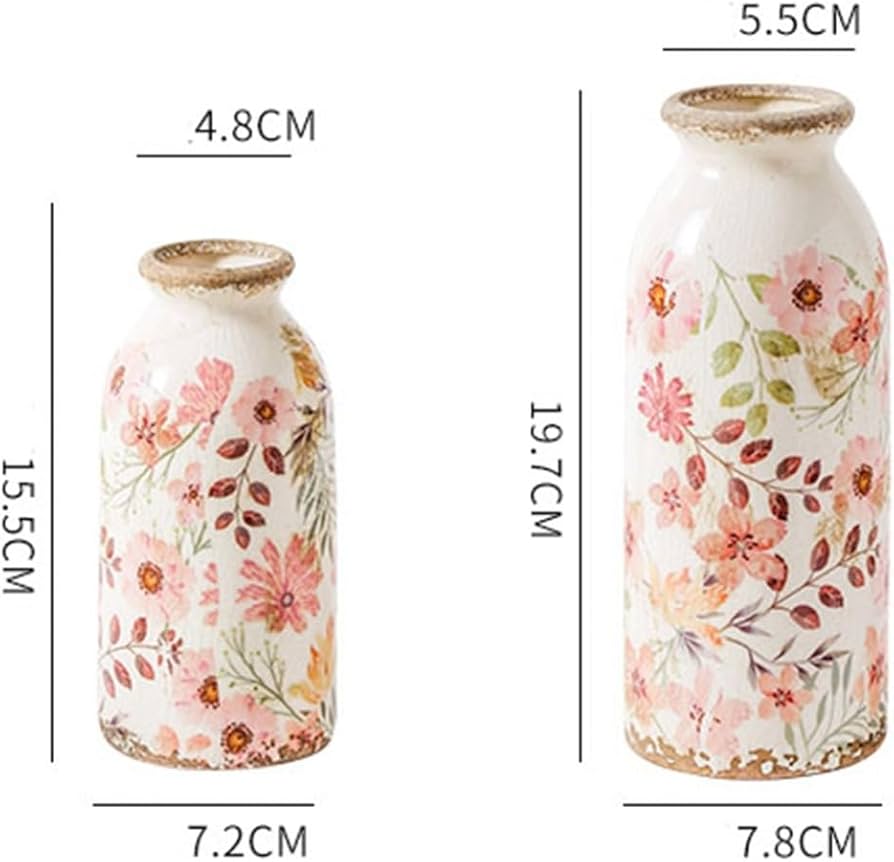 Amazon.co.jp: かびん 花瓶 陶器 田園風 花柄 きれい インテリア