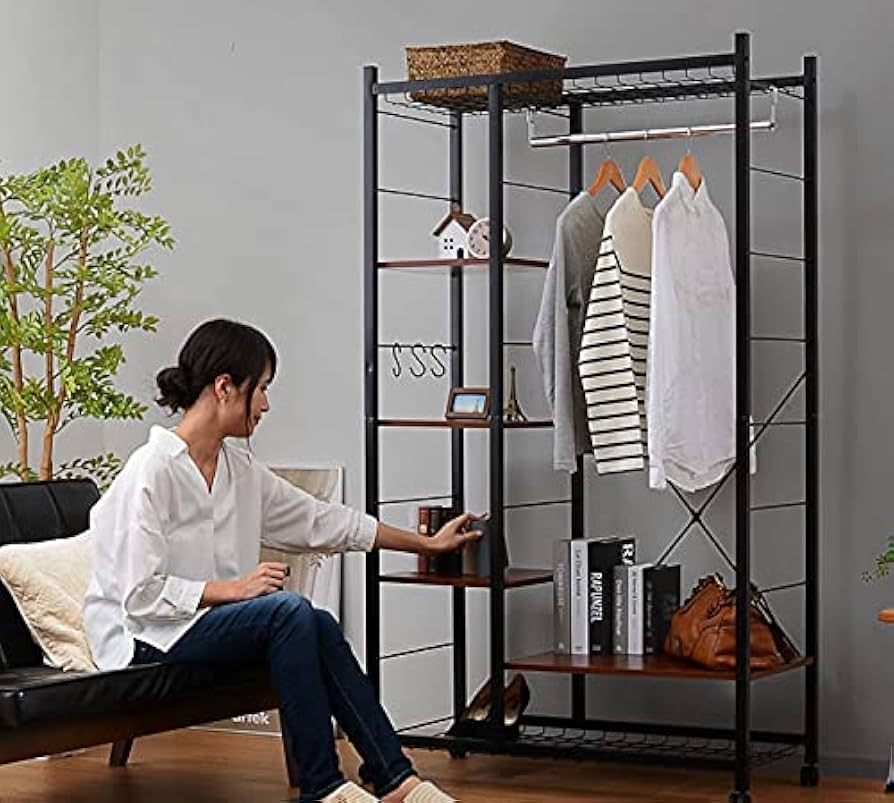 Amazon｜ハンガーラック クローゼット 木製 ハンガー ラック ワード