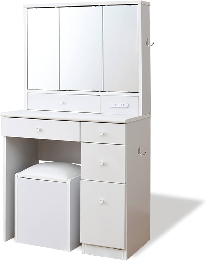 Amazon｜moca company BELLEB ハイタイプ ドレッサー 三面鏡 幅70