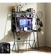 Amazon | Dowinx パソコンデスク L字デスク ラック付き モニターアーム