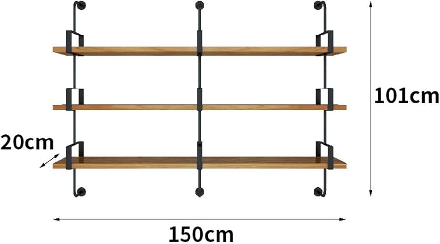 Amazon｜インダストリアルスタイルの木製ウォールシェルフ DIY レトロ