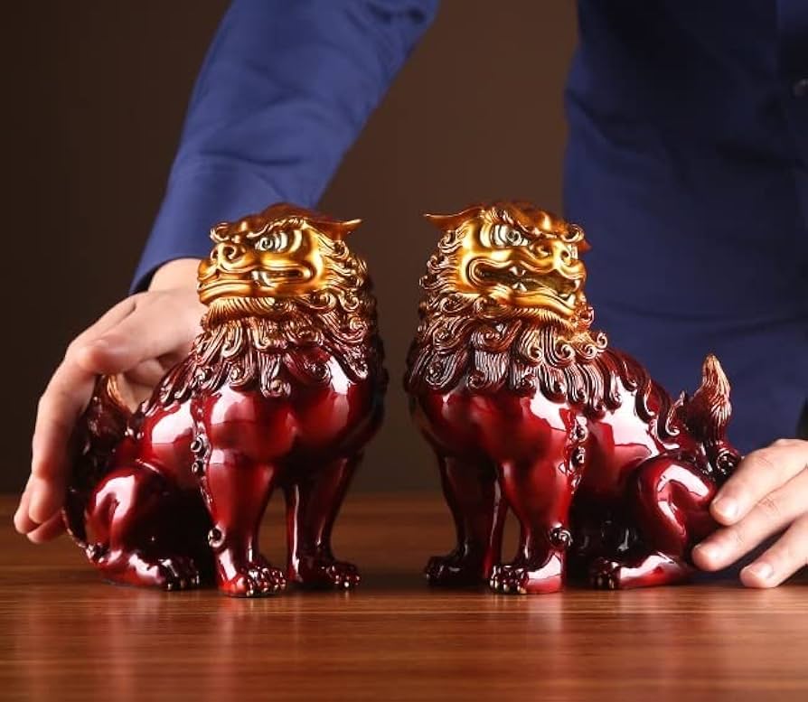 Amazon.co.jp: 狛犬・獅子 阿吽セット一対 お守り運 財運 風水開運置物