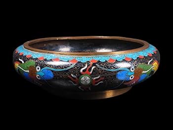 Amazon.co.jp: 中国美術 景泰藍 銅胎琺瑯彩金龍紋筆洗 清朝期 双龍戯珠