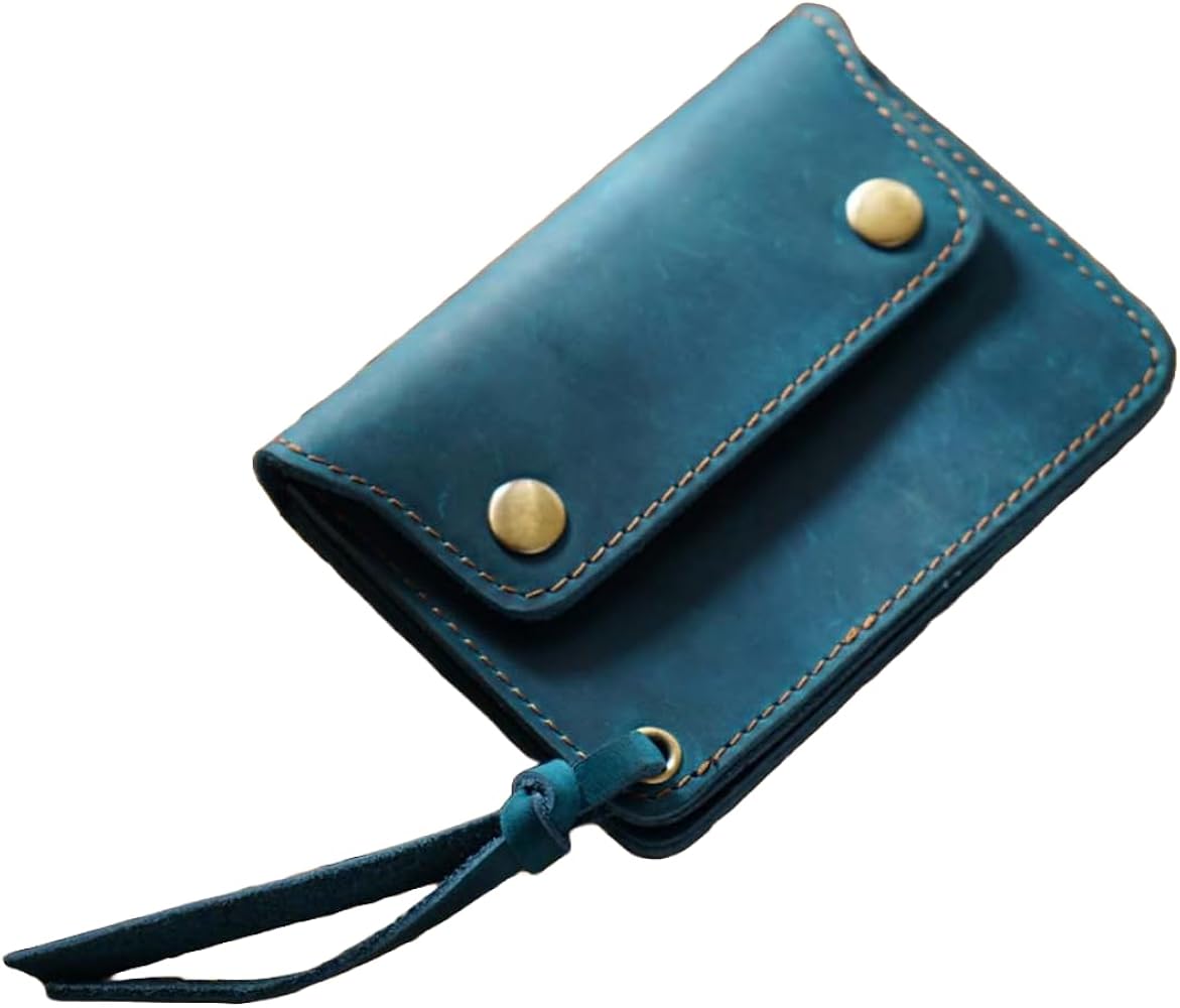 Amazon | 牛革 ミドルトラッカーウォレット (ブルー) | 財布