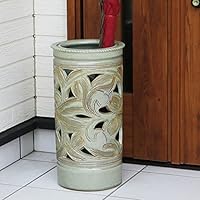 Amazon｜信楽焼 白唐草透かし彫り傘立て しがらき焼 笠立て 陶器