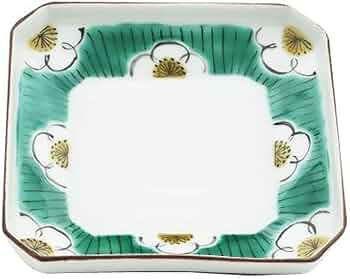 Amazon｜九谷美陶園 九谷焼 白梅文様隅切四寸角皿 A0740 電子レンジ