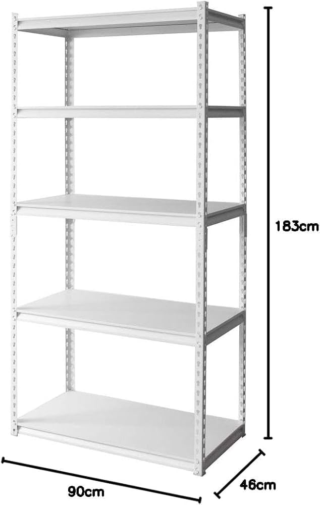 Amazon｜ラック スチール メタル 幅 90cm 5 段 ホワイト 幅約 90× 奥行