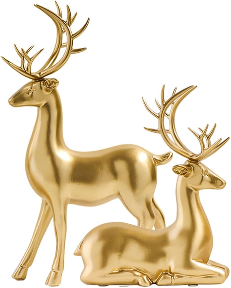 Amazon.co.jp: クリスマス トナカイ 置物 2個 座るスタンド 鹿