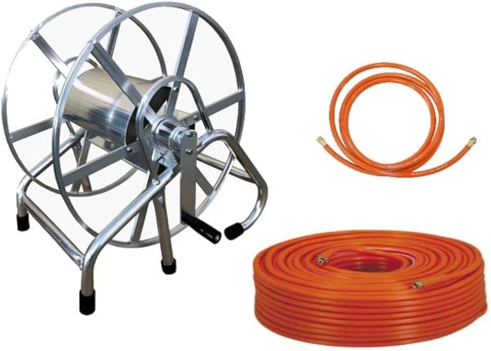 Amazon | アルミ軽トラ用ラック式巻取機 100mホースセット (カクイチ動