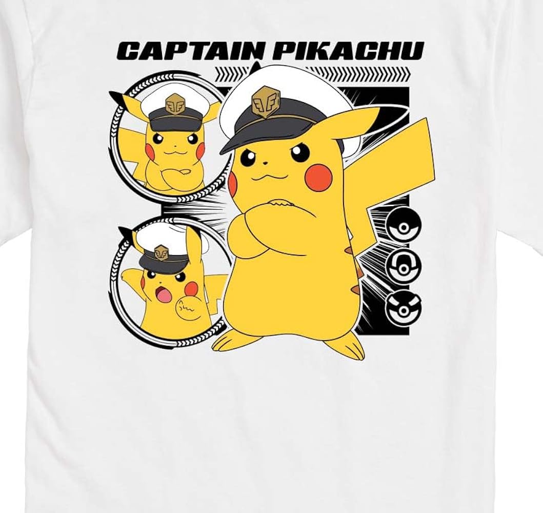 Pokémon Horizons - Captain Pikachu - Adult Short Sleeve T-Shirt