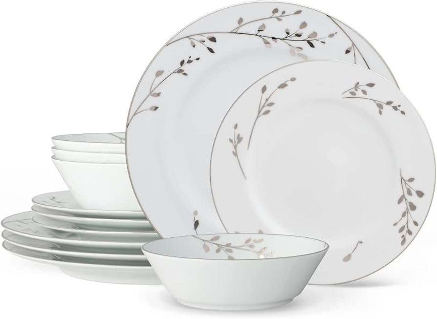 Amazon.com | Noritake Birchwood 12-Piece Dinnerware Set, Service