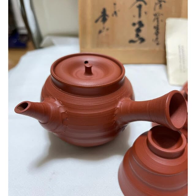 Amazon.co.jp: 人間国宝 三代山田常山作 常滑焼朱泥茶器セット 玉露