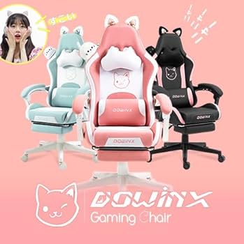 Amazon.co.jp: Dowinx LS-665507 Reclining Gaming Chair, Pink, White