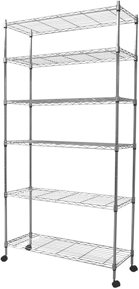 Amazon｜スチールラック 6段 幅90 奥行き35 高さ180cm キャスター付き