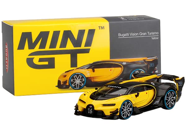 Amazon.com: MINI GT Bugatti Vision Gran Turismo Yellow and Carbon