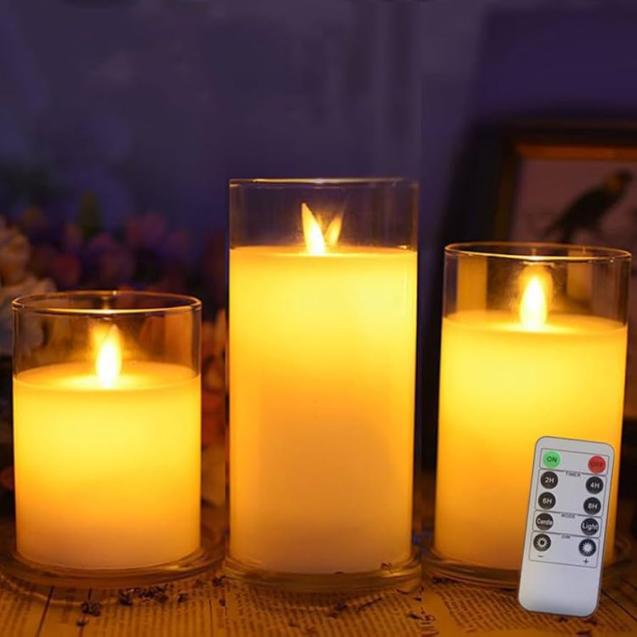 Amazon.co.jp : LED キャンドル ライト 3本+リモコンセット 蝋製 led