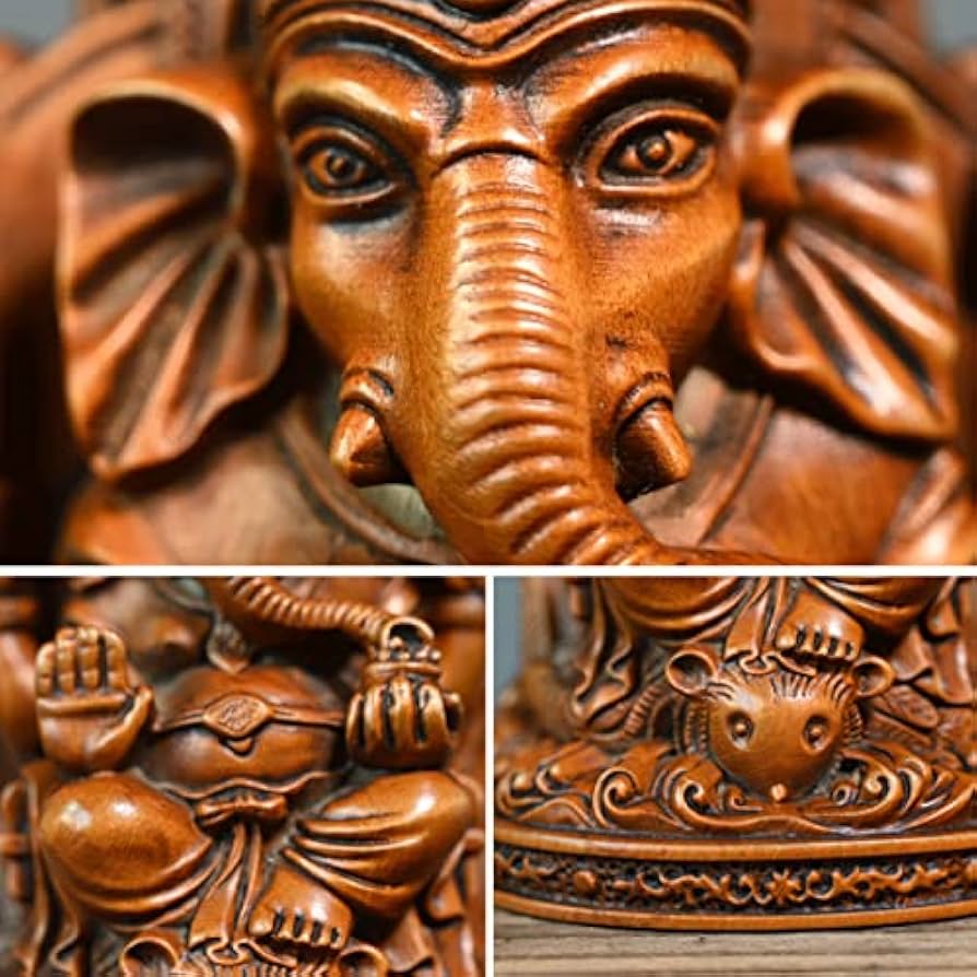 Amazon.co.jp: 木彫り 仏像 インドの神様 ガネーシャの置物 ガネーシャ