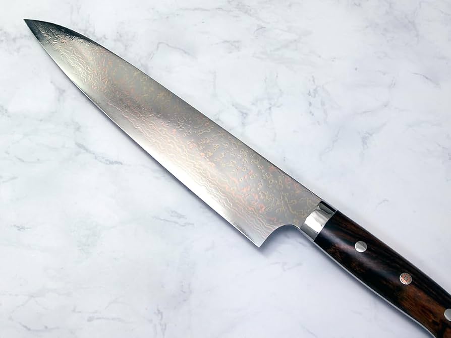 Amazon | 佐治武士作 V金10号W有色ダマスカス 牛刀240 アイアンウッド