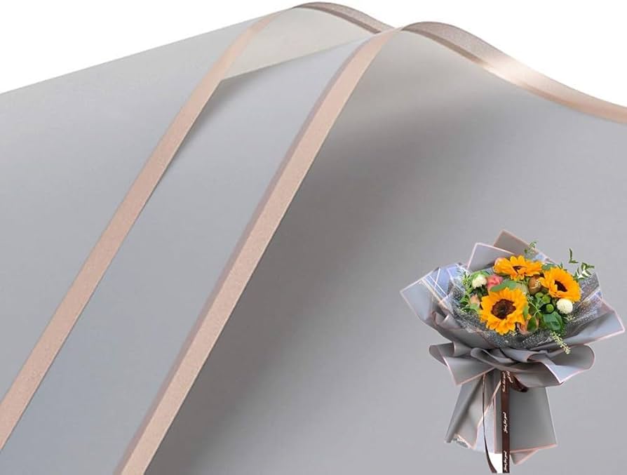 Amazon | Leoyoubei 20枚 グレーラッピングペーパー 花用 フラワー