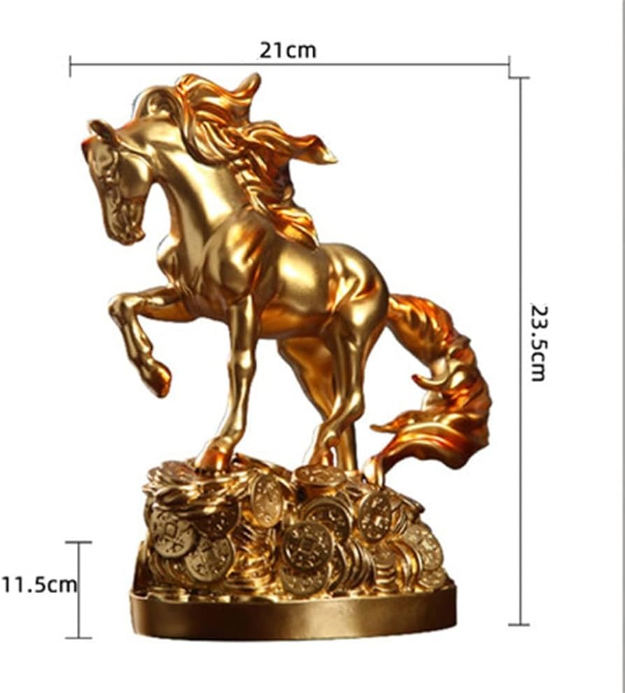Amazon.co.jp: 北欧の金の幸運の馬の芸術の彫像の彫刻の動物の馬の彫像