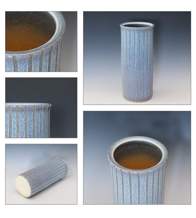 Amazon｜信楽焼 ブルーストライプ傘立て しがらき焼 笠立て 陶器