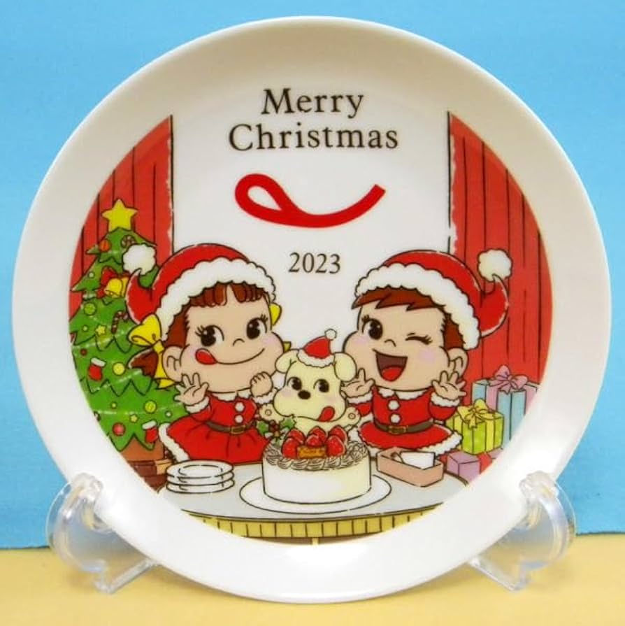 Amazon.co.jp: 不二家 ペコちゃん ポコちゃん クリスマスケーキ皿
