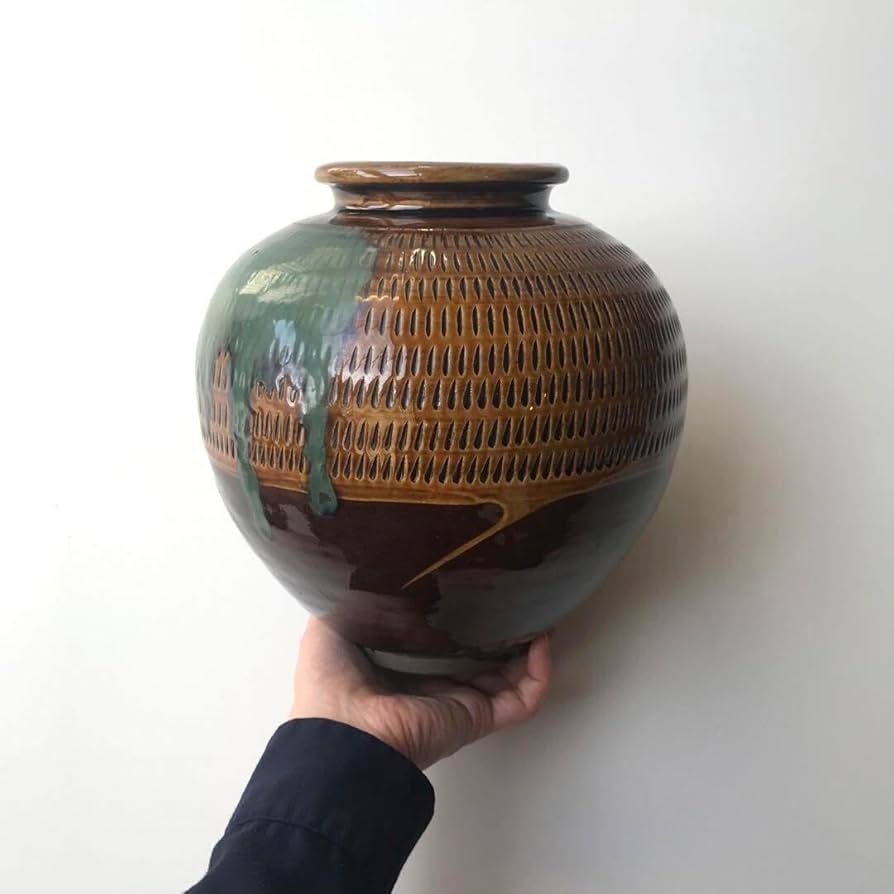 Amazon.co.jp: 小石原焼 小鹿田焼 壺 花瓶 フラワーベース 民藝