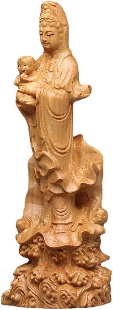 Amazon｜dsdsad 仏像 木彫り 慈母観音菩薩 23cm（天然 崖柏木）木製