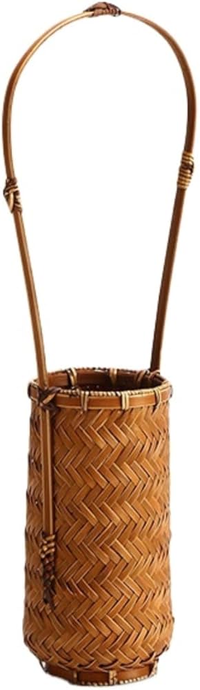 Amazon.co.jp: LOOPO 和風 竹編み 花器 花瓶 竹器 持ち手付き 生け花