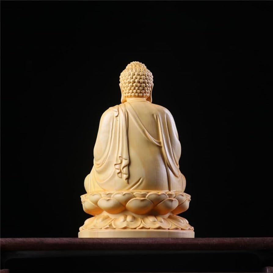 Amazon｜仏像 仏壇仏像 阿弥陀如来像 座っている蓮華 阿弥陀 つげ彫刻