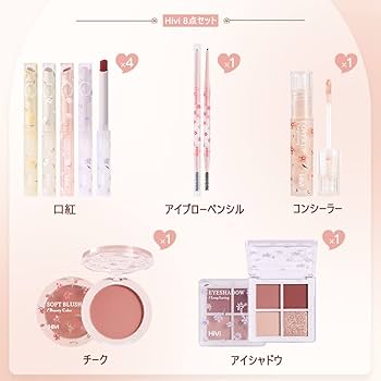 Amazon | GECOMOメイクアップセット、絶妙でカワイイ化粧品セット 8点