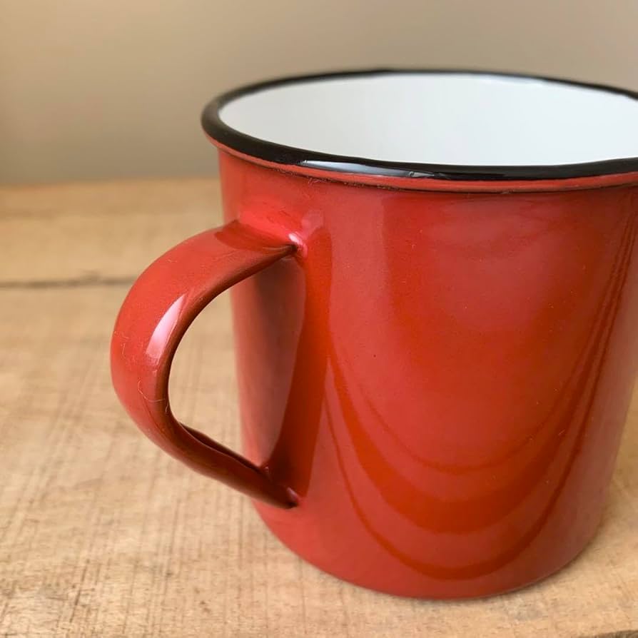 Amazon.co.jp: 年代物 レトロ 琺瑯 ホーローマグカップ大 赤 1個